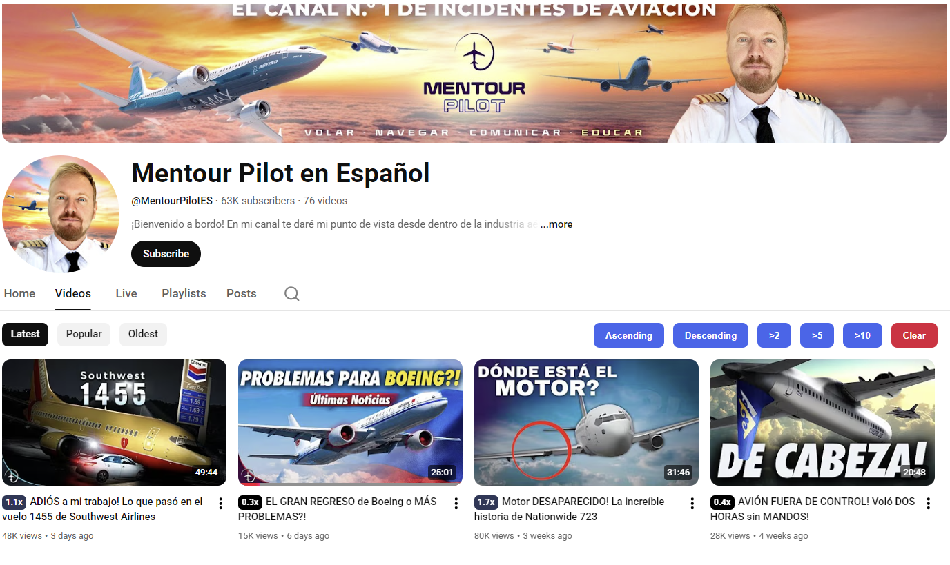 Mentour Pilot Spanish Channel - Educación de Aviación
